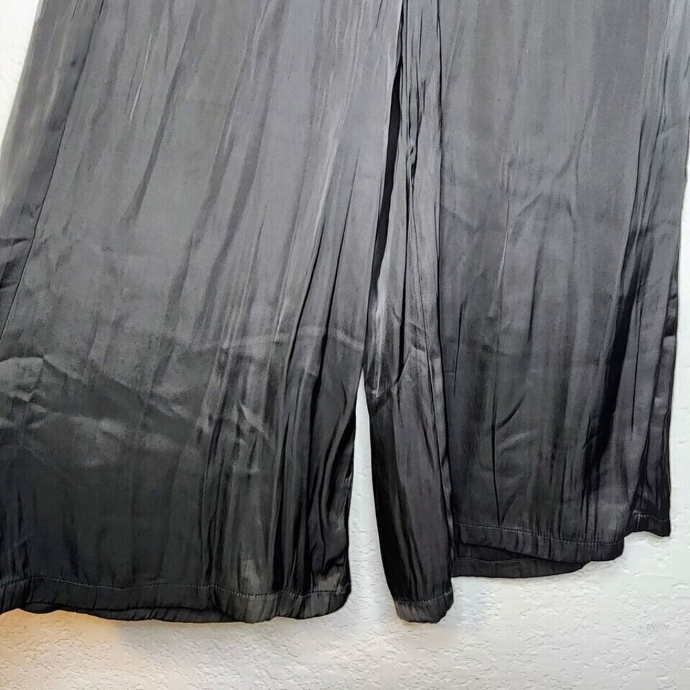 Maison d'Amelie Paris Anthropologie Wide Leg Pants Sz 12 Black Paperbag Waist - Picture 4 of 15